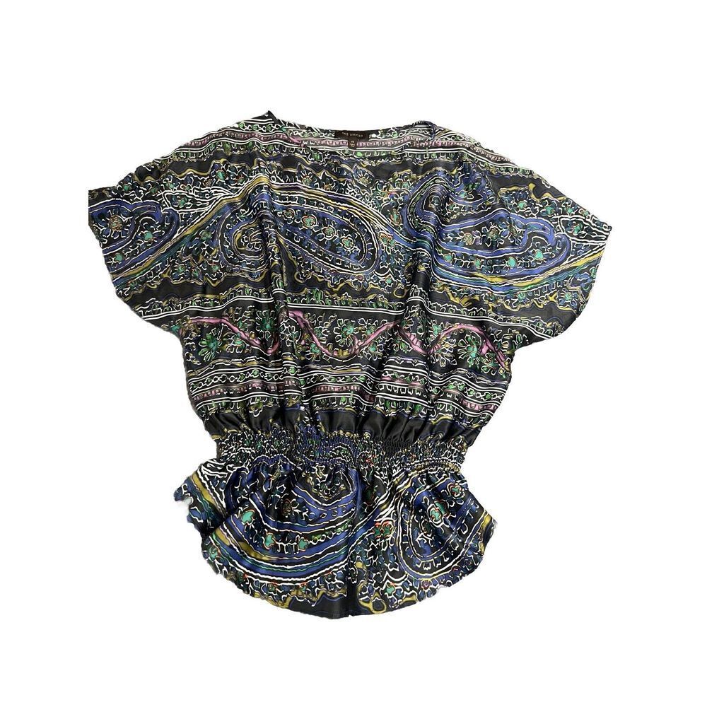 The Limited Paisley Cinched Waist Blouse Sz XS‎ Eclectic Artistic Whimsical Boho